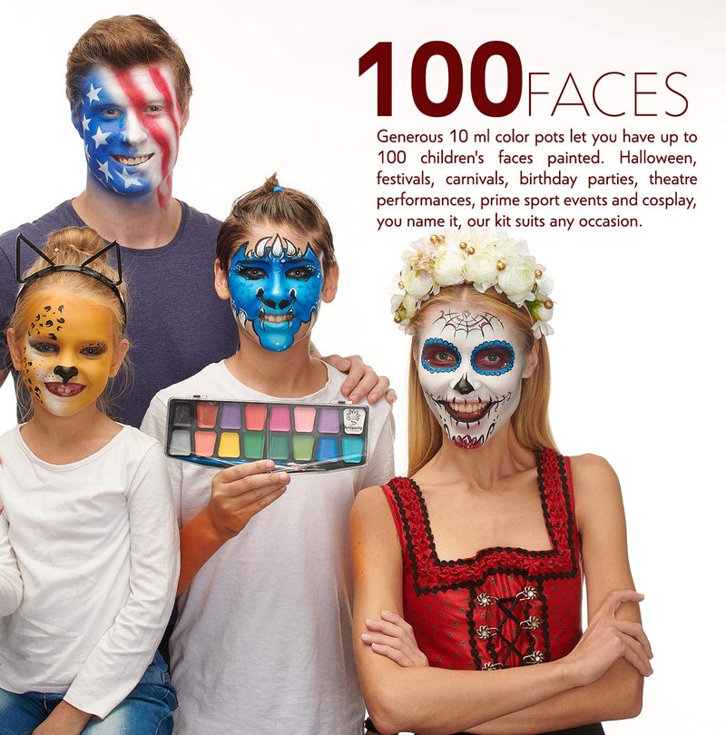 Artiparty Face Paint Kit â€“ Easy to Apply & Remove â€“ Water Activated â€“ Non-Toxic & Hypoallergenic â€“ Professional Face Painting Kit for Kids & Adults - Image 3